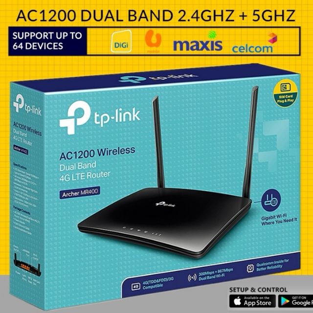 4G MODEM MR400 AC1200 4G LTE Dual Band 5Ghz WiFi Direct SIM Modem