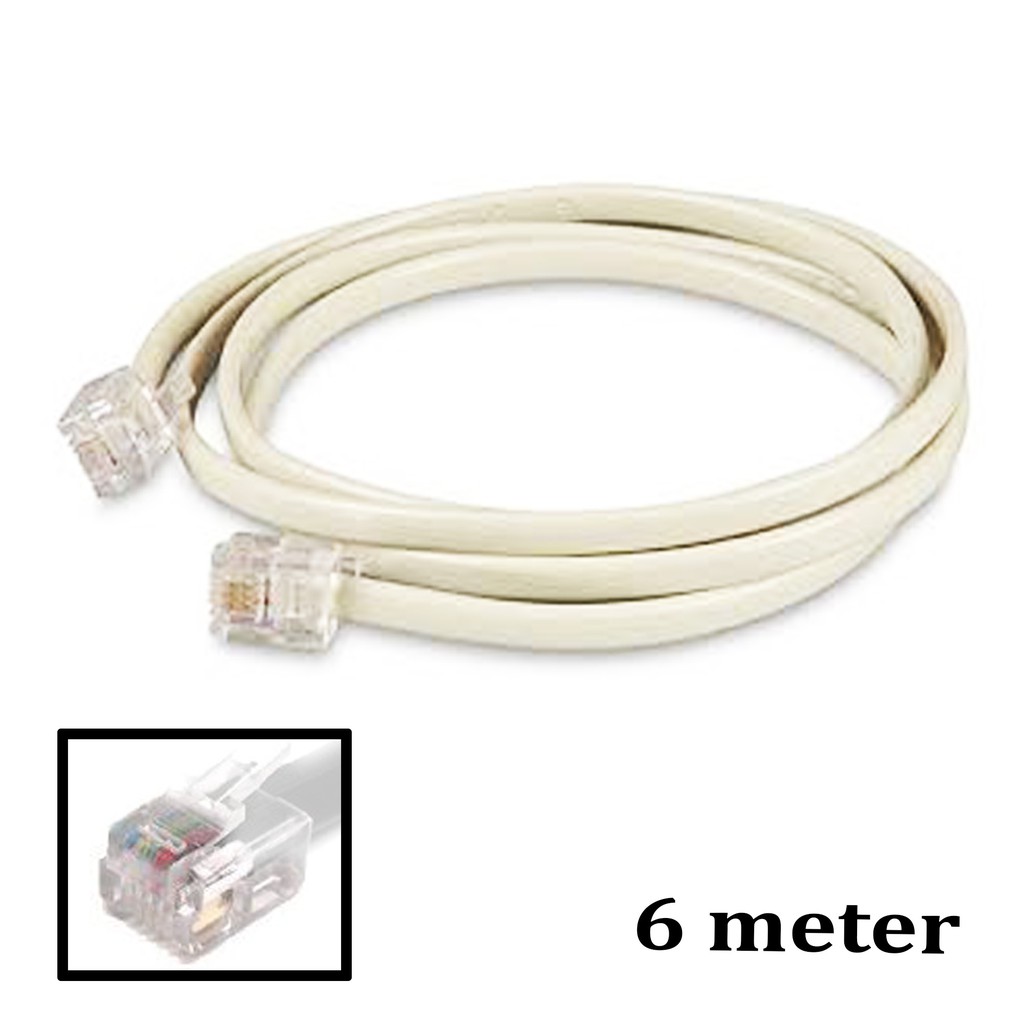RJ11 Cable Telephone Line Wire - 6 Meters (White) | Shopee Philippines