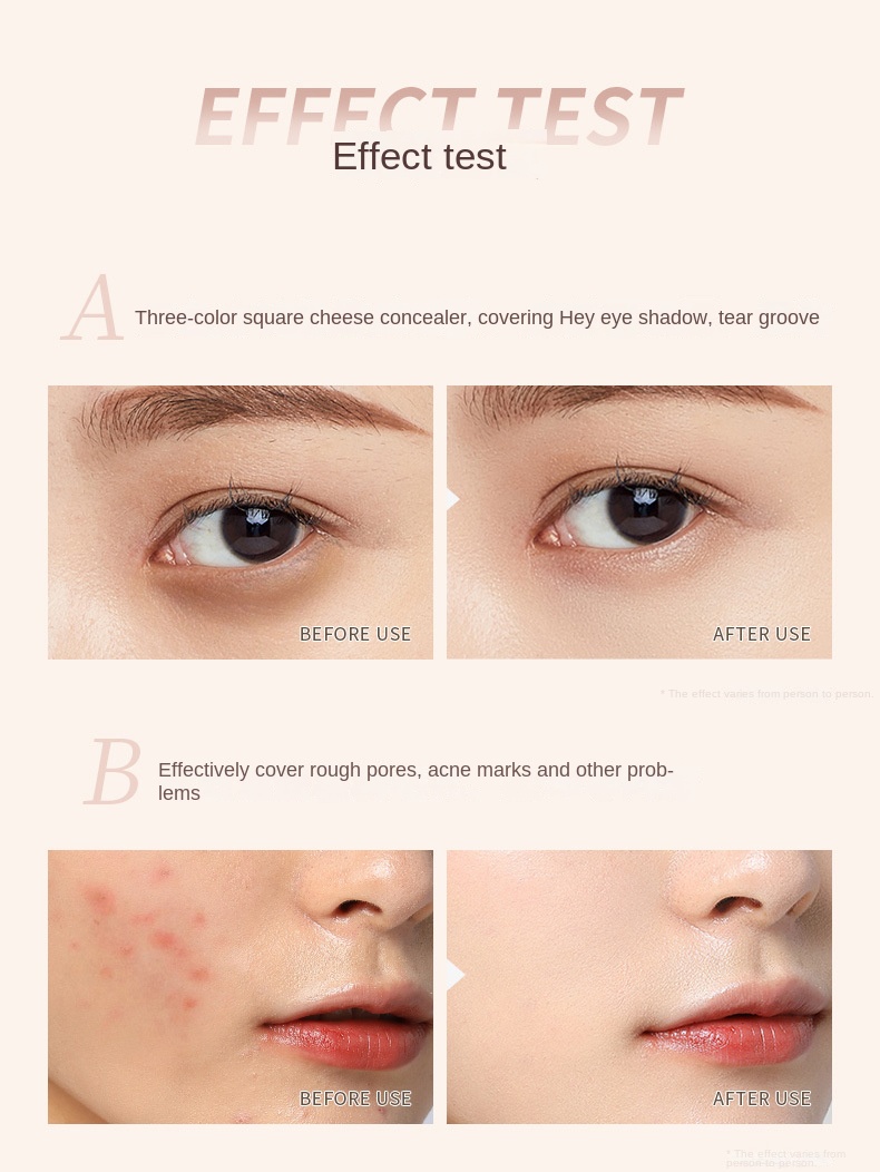 3-Color Square Cheese Concealer/Liquid Foundation/Concealer Cream/Long ...