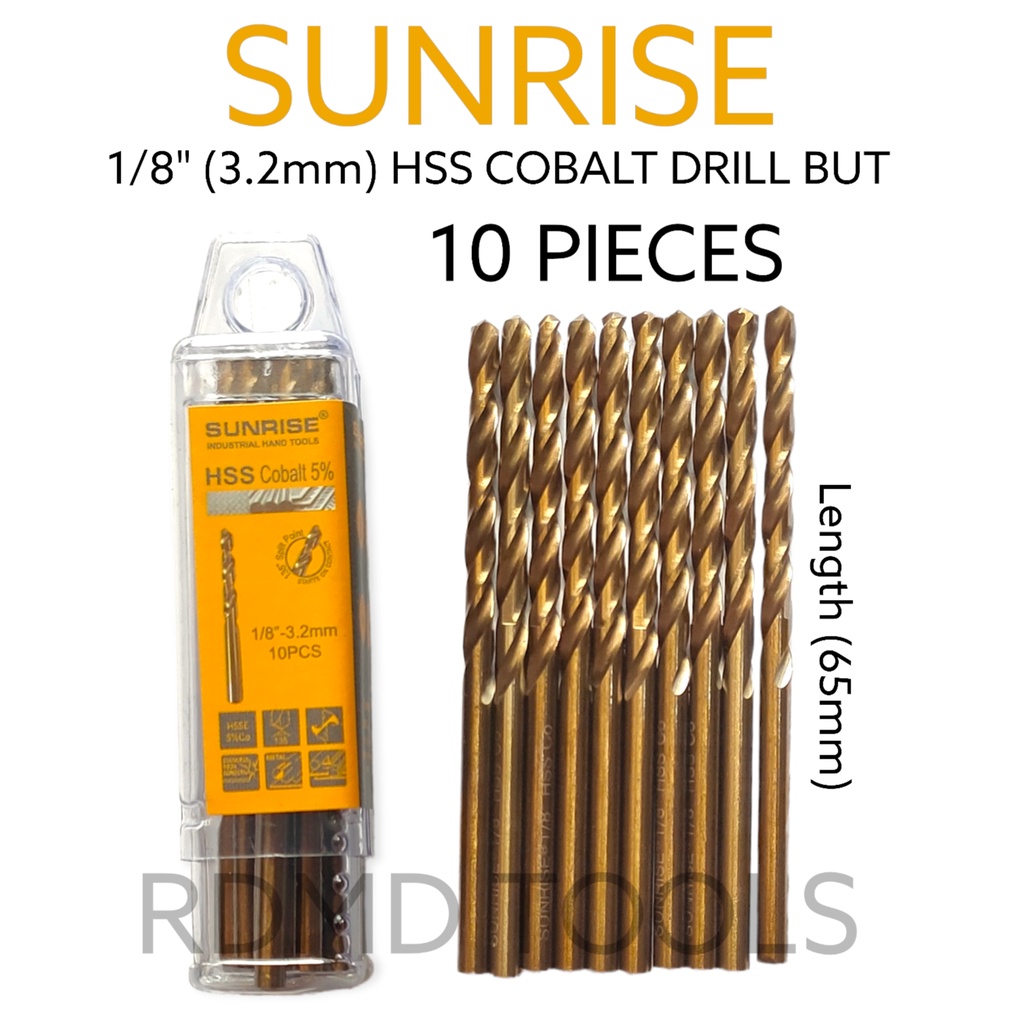 Sunrise HSS Cobalt Drill Bit for Metal/Steel/Aluminum/Wood (10PCS/TUBE