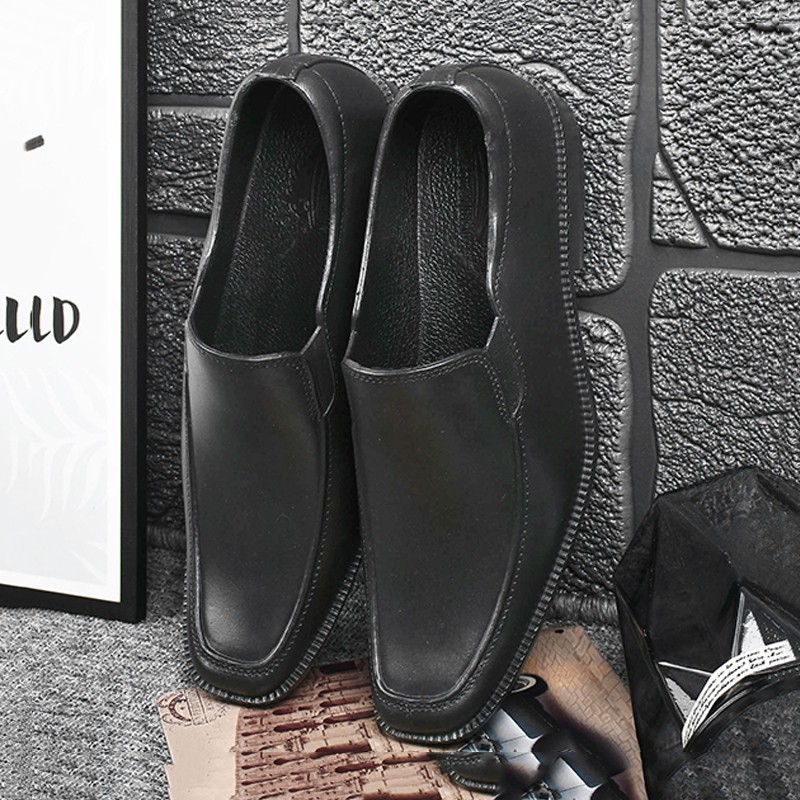 Black Shoes School Rubber shoes Men's work shoes cod | Shopee Philippines