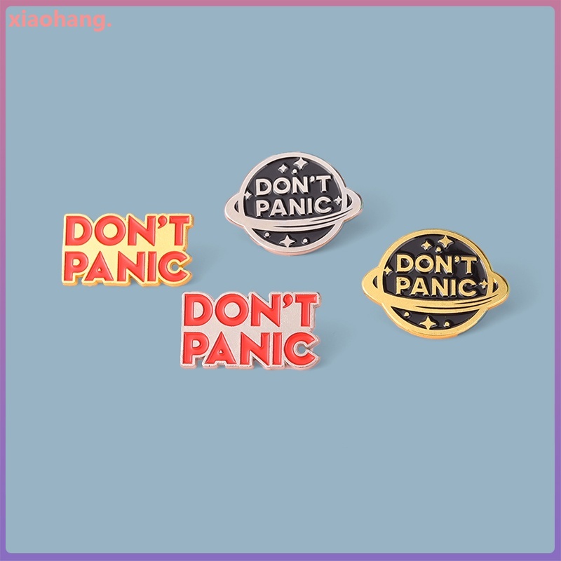 Don't Panic Enamel Pins Custom Golden Silver Planet Brooches for Women ...
