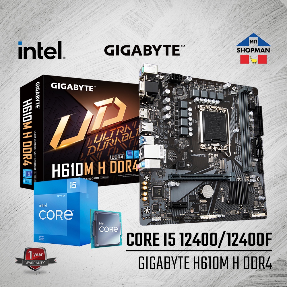 Intel Core i5 / i3 12100F / 12100 /12400F /13400F Gigabyte H610M H DDR4 ...