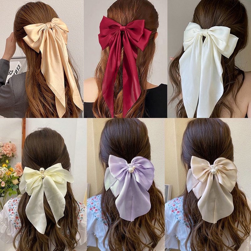 Korea elegant big bow hairpin big ribbon hairpin headdress beauty hair ...