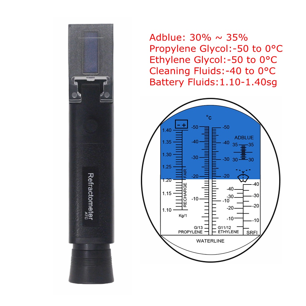 Hand Held Tester Tool 4 In 1 Engine Fluid Glycol Antifreeze Freezing Point Car Battery