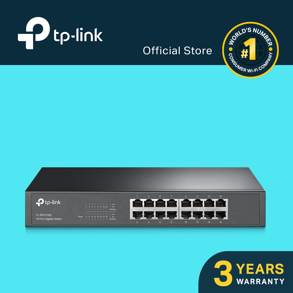 TPLink TLSG1016D 16Port Gigabit Desktop/Rackmount Network Switch Hub