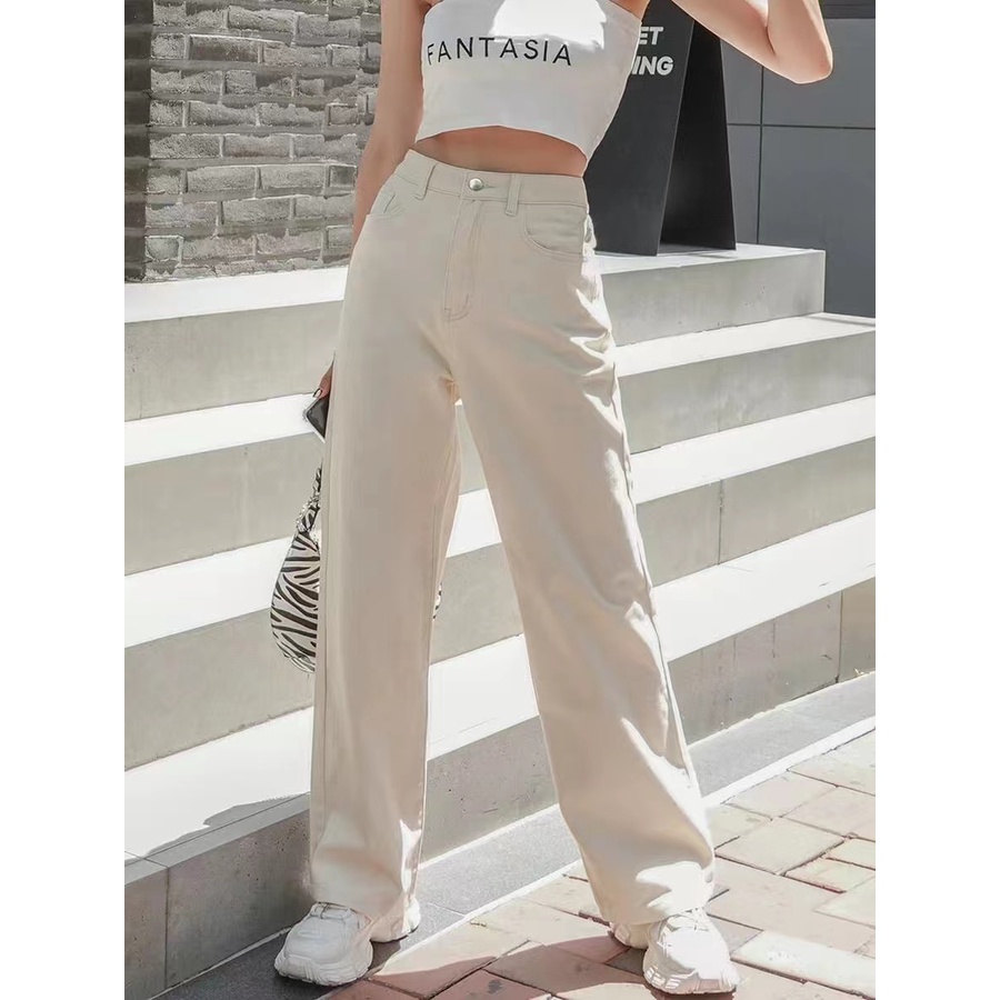 Lansite High Waisted Wide Leg Jeans | Shopee Philippines