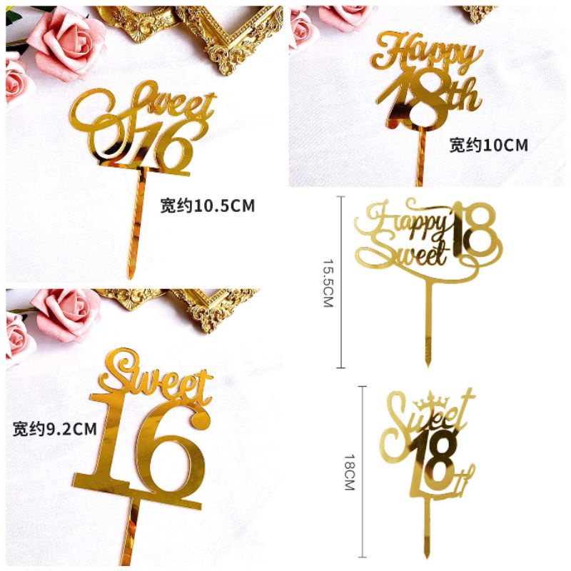 Happy 18th Sweet 18 Sweet 16 Acrylic Cake Topper | Shopee Philippines