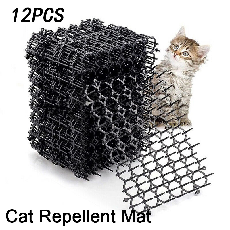 12PCS/Set Plastic Anticat Scat Mat Garden Prickle Strips Keep Cat Away