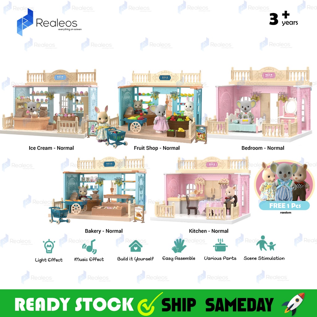 Realeos Koala Town Diaries Kids Girl Doll Dollhouse Playset Role ...