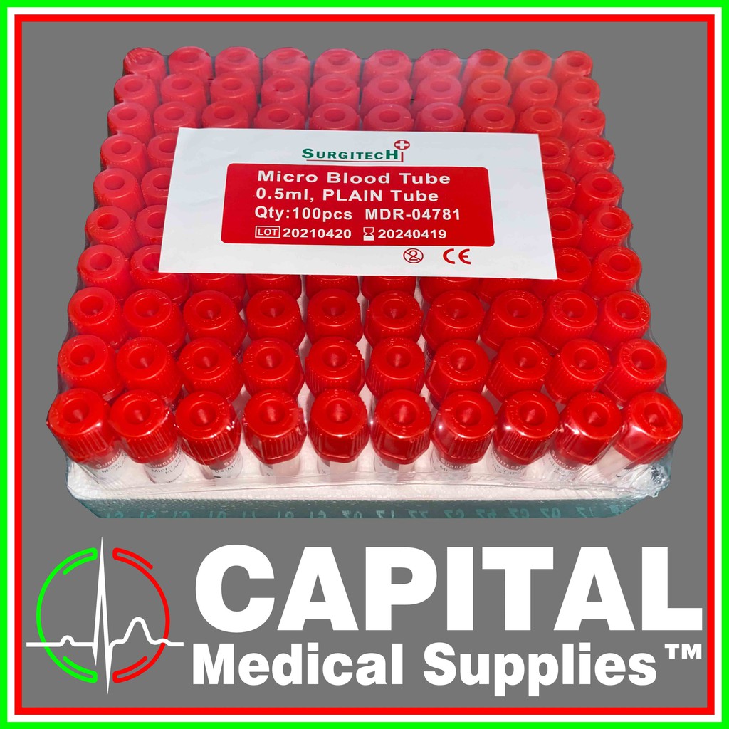 Vacuum Blood Collection Tube, Microtainer Red Top 0.5 ml, 100pcs/rack