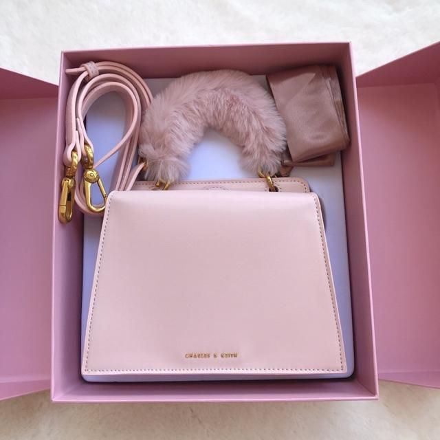 Charles and keith pink bag with box new arrivals