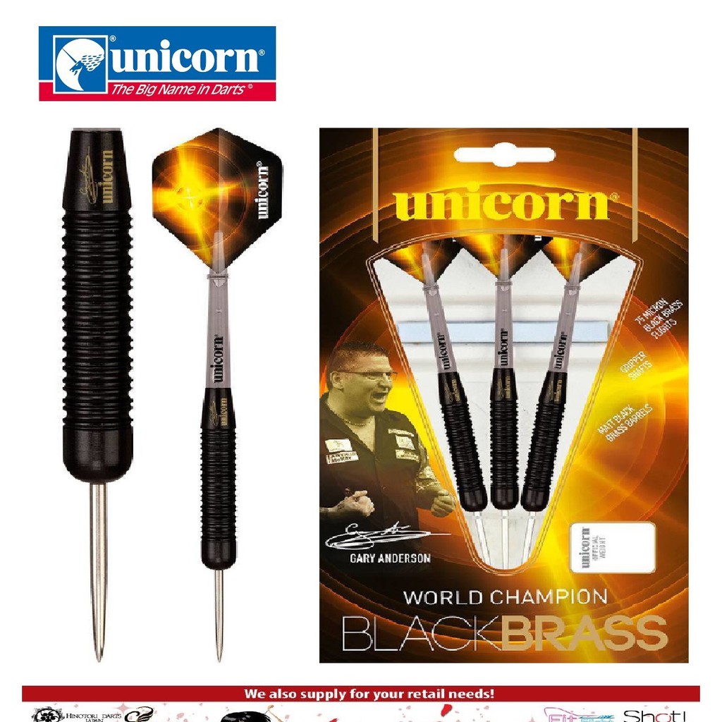 UNICORN DART STEEL TIP DART WORLD CHAMPION GARY ANDERSON BLACK