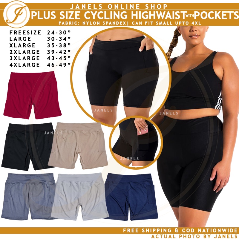 Plus Size Pocket Biker Active Track Cycling Shorts Freesize S M , L