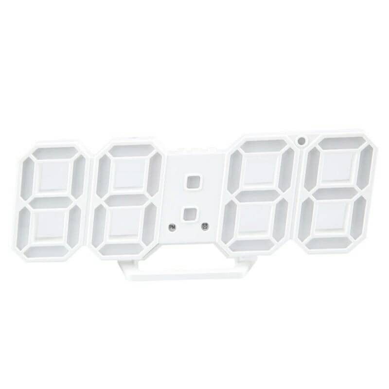 Modern Digital 3D White LED Wall Alarm Clock 12/24hrs MultiFunction