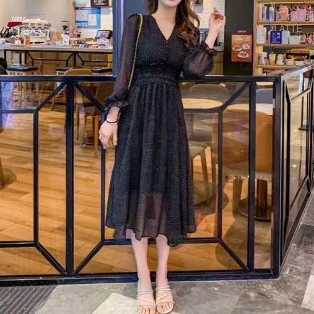 summer long dress black dress korean dress for woman casual dress plus