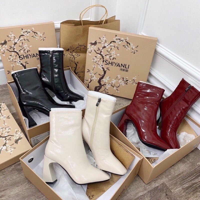 Luxury patent leather mid-heel boots (with real photo at the end ...