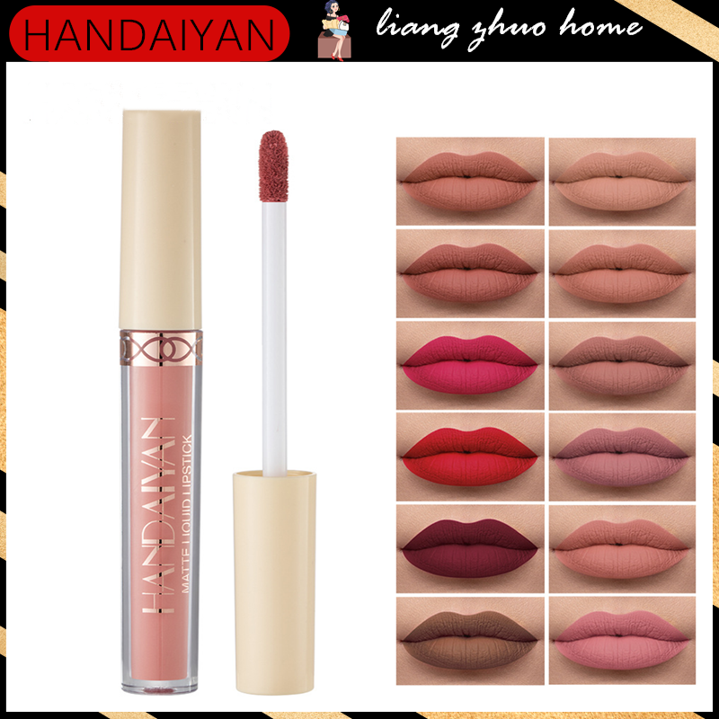 HANDAIYAN 12 Colors Matte Liquid Lipstick Velvet Sexy Lip Gloss