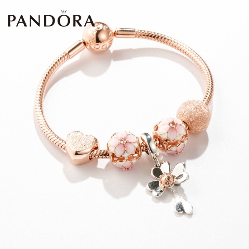 Rose gold pandora charm on sale bracelet