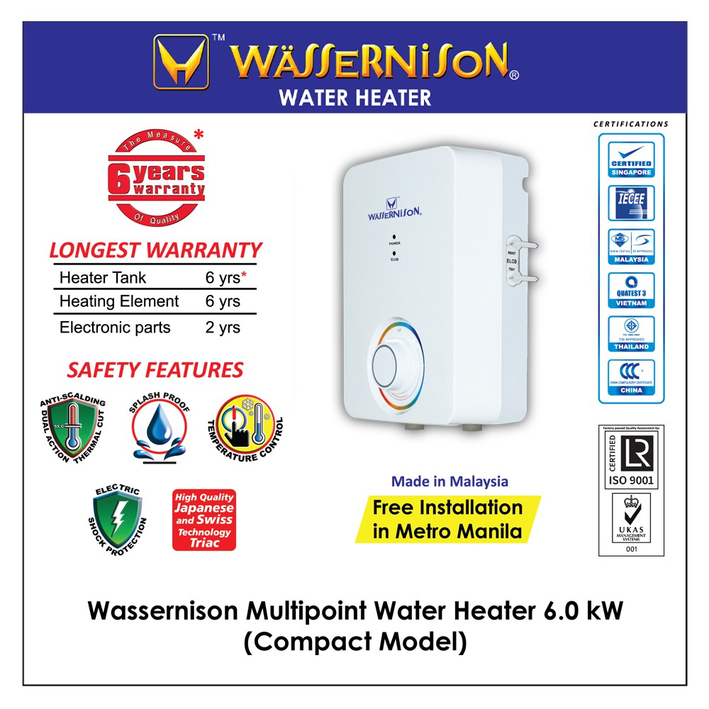 Wassernison Multipoint Water Heater 6.0 kW - COMPACT MODEL | Shopee  Philippines