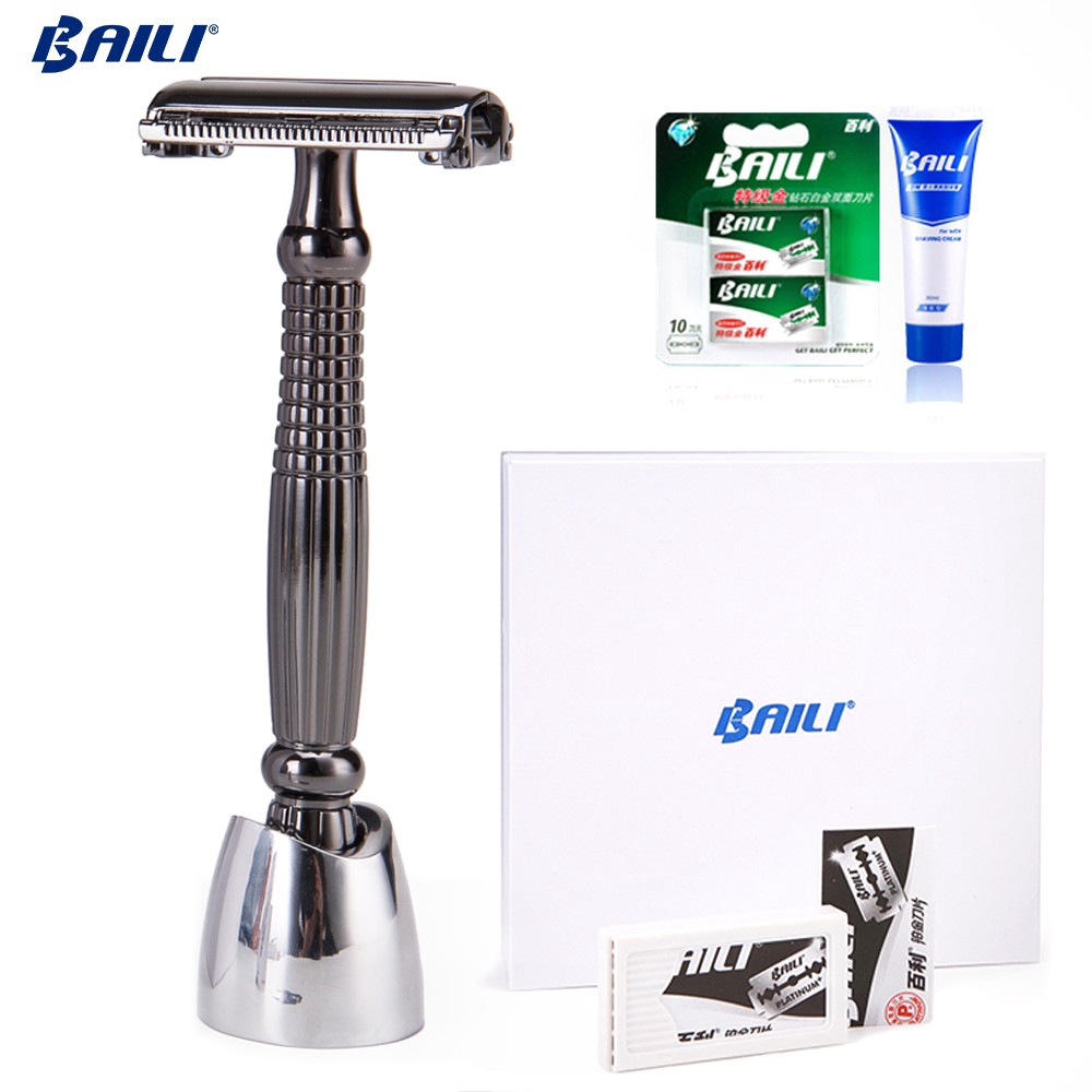 BAILI Shaving Long Handle Butterfly Open Double Edge Safety Razor ...