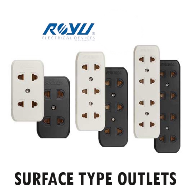 ROYU SURFACE TYPE OUTLETS (2 GANG, 3 GANG, 4 GANG Universal Outlet