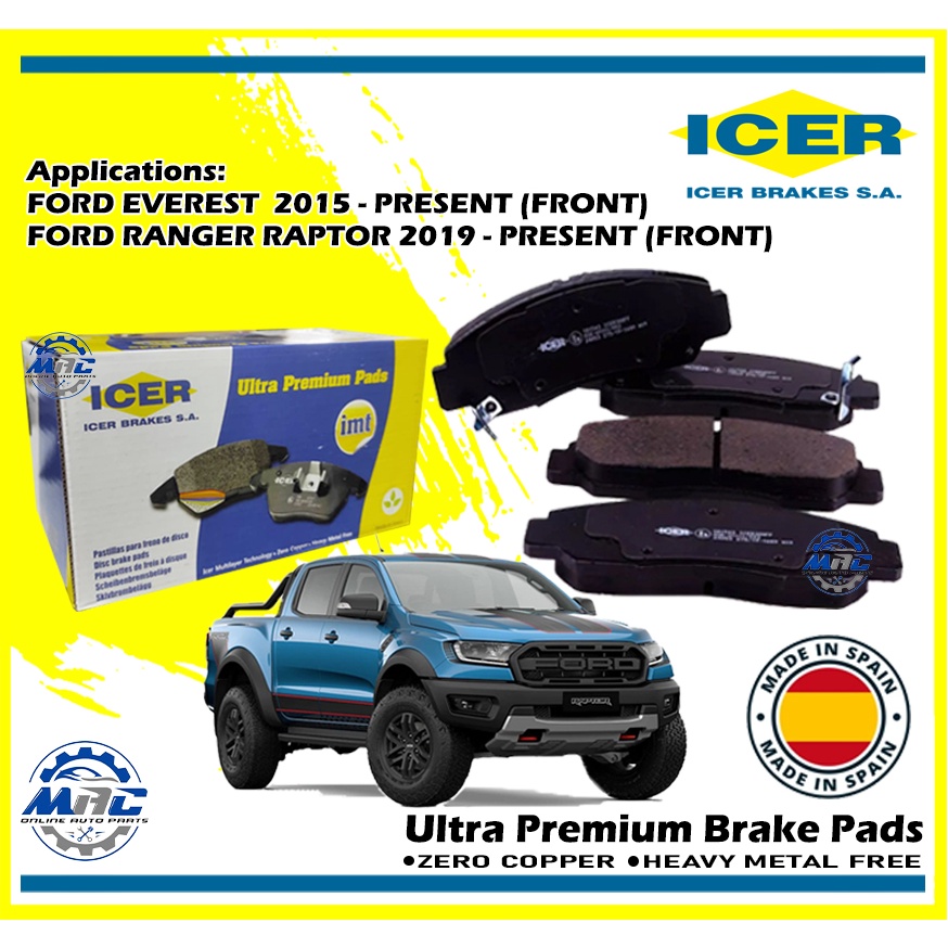 FORD RANGER RAPTOR 2019 - PRESENT ICER Ultra Premium Front Disc Brake ...
