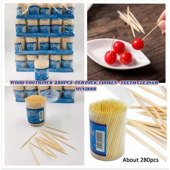 Wood TOOTHPICK w/Case 280 pcs per pack /12 DOSEN Wood Tootpick | Shopee ...