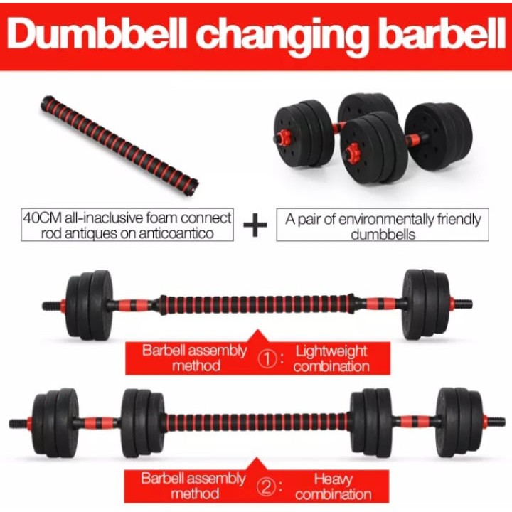 20kg 40lb DIY dumbell set barbell set indoor outdoor exercise