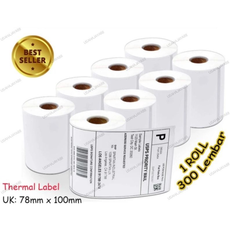 Thermal LABEL 78 x 100 BARCODE STICKER PAPER 78 x 100mm contains 300 ...