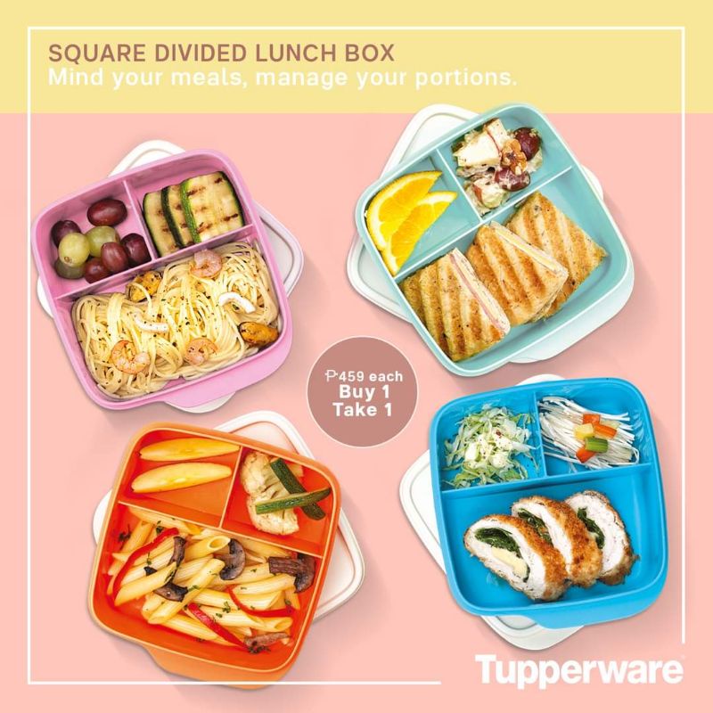 Tupperware Square Divided Lunch | Shopee Philippines