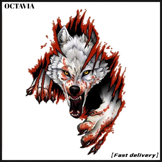 AT Wolf Print Car Sticker Reflective Trim Sticker Car Motorcycle Dual ...