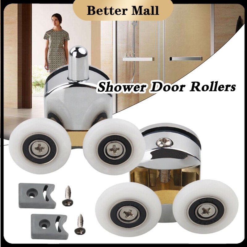 2Pcs Shower Door Rollers Wheels Shower Door Track Pulleys Wheels Twin Round Shower Door Wheels