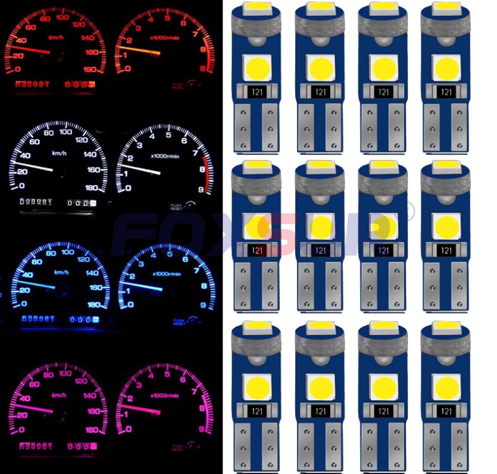 10Pcs T5 LED bulb LED car interior light dashboard heating indicator ...