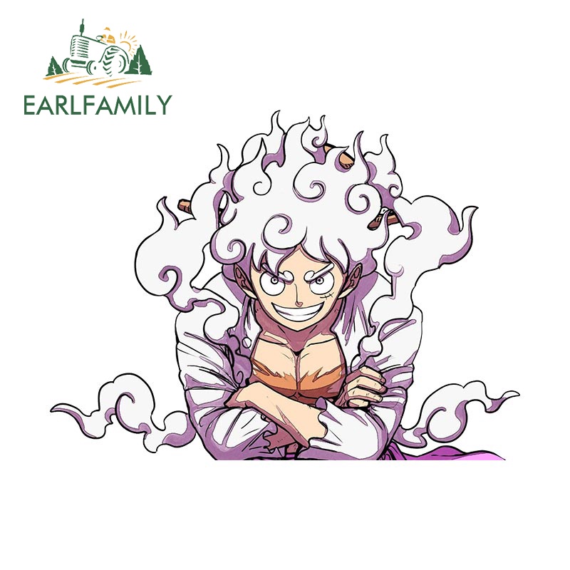 EARLFAMILY 13cm x 9.7cm Nika One Piece 5th Gear Monkey D Luffy Car