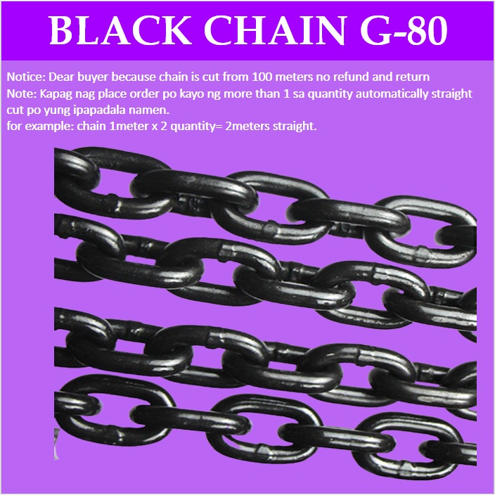 Mago Kadina Black Chain 1 Meter 12mm-16mm High Strength Grade 80 Chain ...