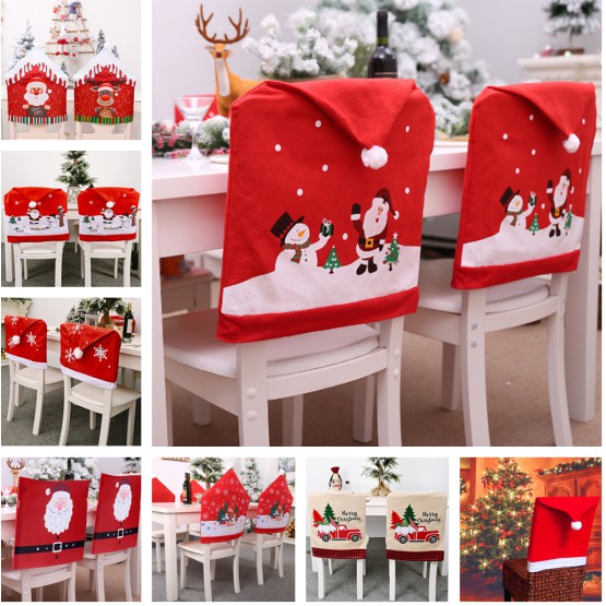 FAPH Christmas Chair Cover Printed Chair Seat Cover Dinner Chair