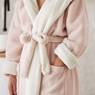 Microfiber Solid Color Bathrobe Long Sleeve Wearable Hooded - Temu