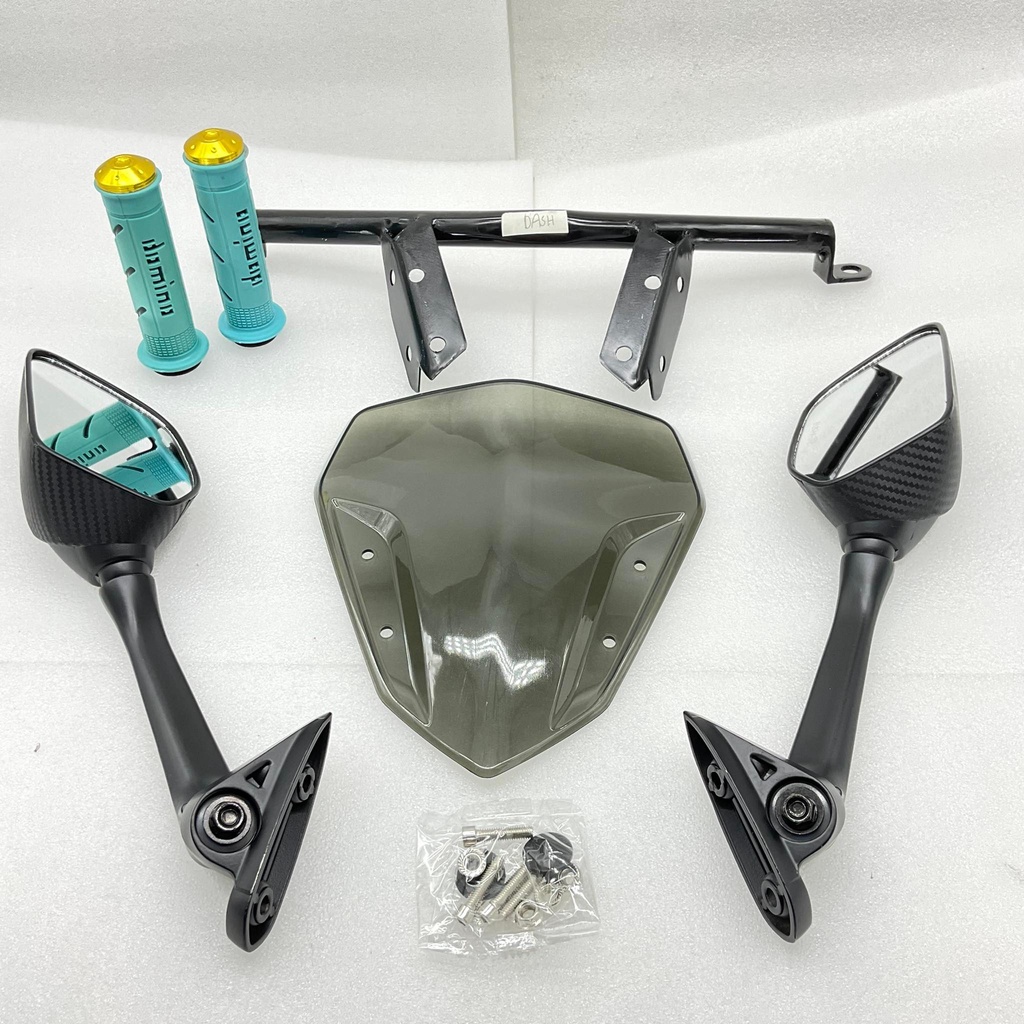 Visor w/ Side mirror and bracket with free handle grip for motorcycle ...