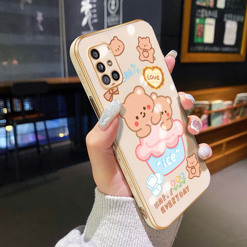For Samsung galaxy A51 4G A51 5G A51 5G UW Case Plating New Design Clear  Bear Pattern Casing Full Back Cover Camera Protect Softcase