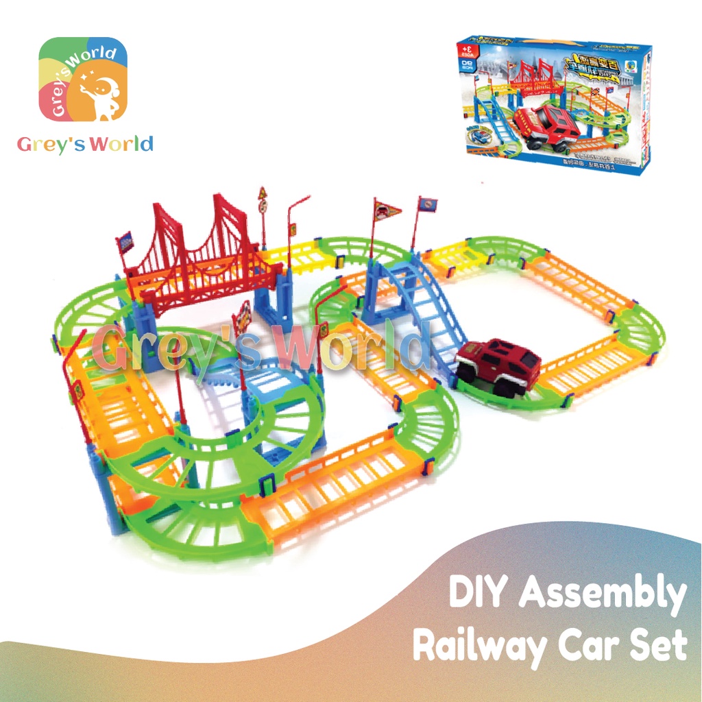 90pcs DIY Assembly Track Railway car set Educational DIY Bend