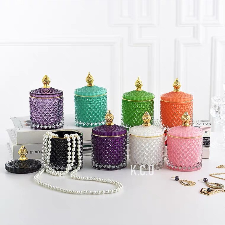 Glass Candy Dishes with Lids-Candy Containers Colorful Jar for Candy ...