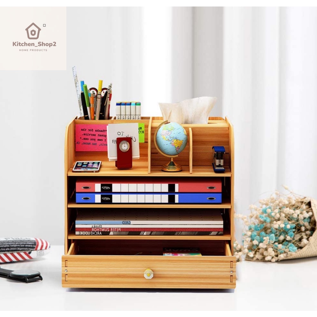 Wooden Desk Organizer, MultiFunctional DIY Pen Holder Box Shopee