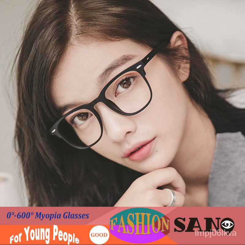 【100°600° Myopia Glasses】fashion Women Rectangle Eyeglasses Retro Nearsighted Glasses Frame Jxpt 0126