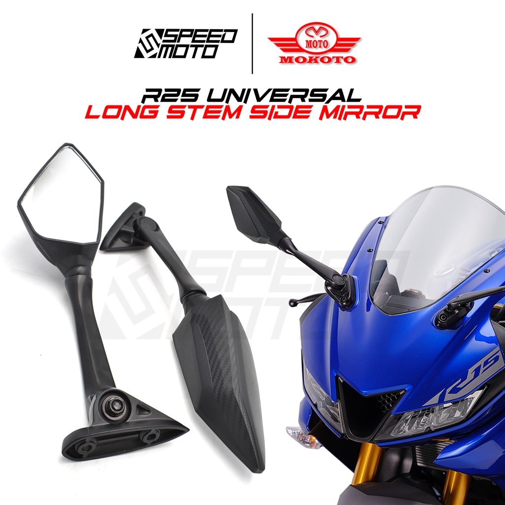 NMAX V1 H3199-2 R25 SIDE MIRROR LONG STEM CLEAR LENS FOR NMAX ...