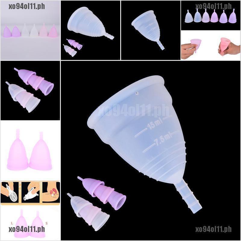 【XO*COD】2Pcs Female Reusable Silicone Menstrual Cup Period Soft Medical Moon Cups S+L Shopee