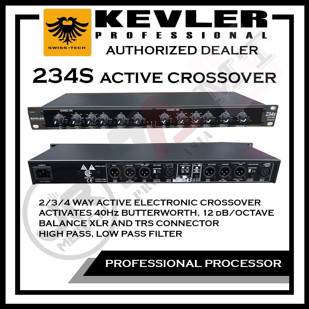 Kevler (KEVLER-234S) 2/3/4 way Active Crossover Balance XLR and TRS ...
