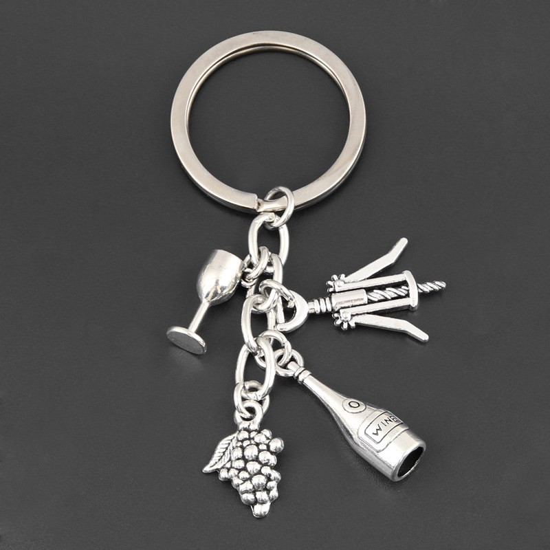 1pc Red Wine Charm Key Ring Grape Glass Cup Bottle Opener Keychain Fit ...