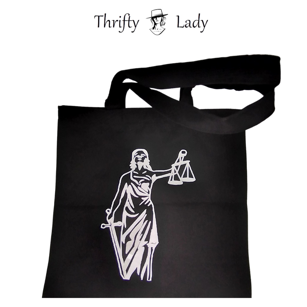 Law Collection Lady Justice Black Canvas Tote Bag Shopee Philippines