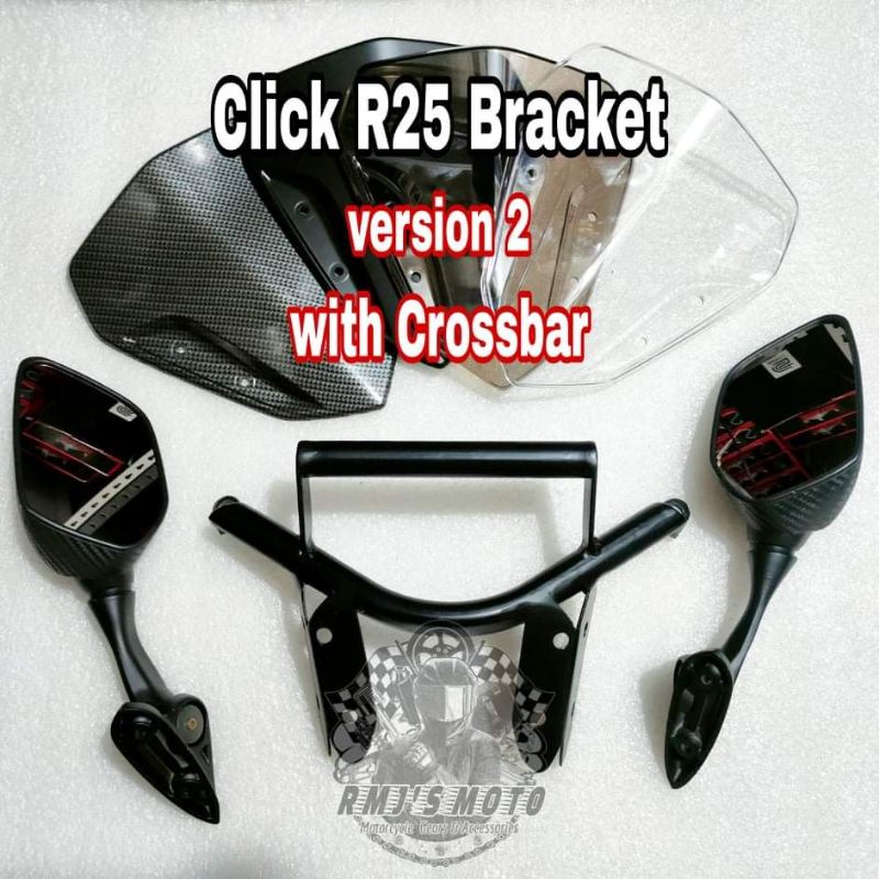 Click R25 Bracket V2 with Cross bar and visor | Shopee Philippines